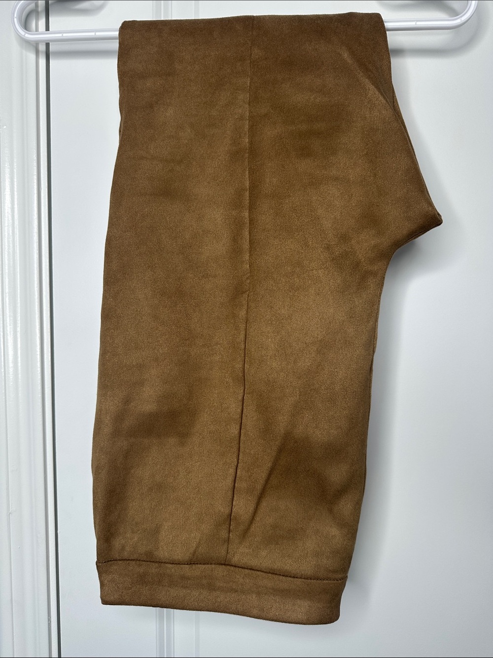 Tan Camel Suede-Look Skinny Women’s Pants